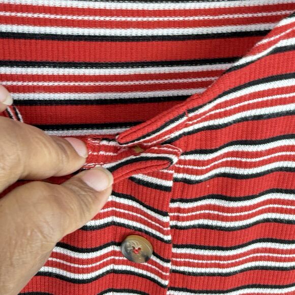 PINK Rose Size M Striped Knit Long Sleeve Button Front Shirt Dress Women’s - Picture 10 of 16